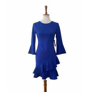 Lulus Womens Tiered Dress Bell Sleeve Long Sleeve Blue S Small